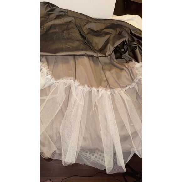 Morilee Madeline Gardner Taupe Formal Beaded Gown Halter Dress Sz 6 Black Tie - Picture 10 of 16